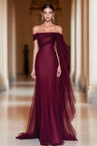 Cabernet Off The Shoulder Zeemeermin Tule Lange Militaire Bal Jurk