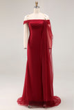 Cabernet Off The Shoulder Zeemeermin Tule Lange Militaire Bal Jurk