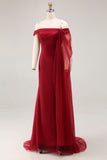 Cabernet Off The Shoulder Zeemeermin Tule Lange Militaire Bal Jurk