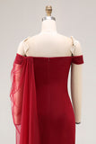 Cabernet Off The Shoulder Zeemeermin Tule Lange Militaire Bal Jurk
