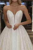 Sparkly Ivory A Line Sweetheart Lange Galajurk