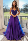 Prinses Tulle Plum Sweetheart Lange Galajurk met Appliques