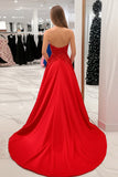Prinses Red Sweetheart satijnen galajurk met appliques