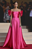 Elegante Fuchsia A Line Off The Shoulder Galajurk