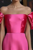 Elegante Fuchsia A Line Off The Shoulder Galajurk