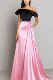 Zwart & roze zeemeermin off the shoulder lange galajurk