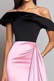 Zwart & roze zeemeermin off the shoulder lange galajurk