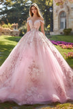 Blozen Off de Schouder Ball Gon Tule Quinceanera Jurk met Appliques