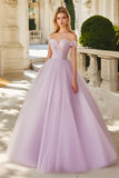 Licht Paarse Tule Prinses Off the Shoulder Quinceanera Jurk met Appliques