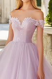 Licht Paarse Tule Prinses Off the Shoulder Quinceanera Jurk met Appliques