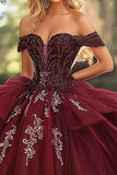 Galajurk Strapless Bourgondië Off The Shoulder Quinceanera Jurk