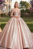 Off The Shoulder Blush Lange Mouwen Galajurk Quinceanera Jurk