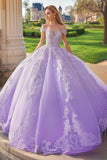 Prinses Lila Baljurk Off the Shoulder Tule Quinceanera Jurk met Appliques