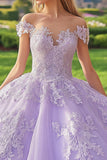 Prinses Lila Baljurk Off the Shoulder Tule Quinceanera Jurk met Appliques