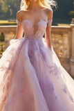 Prinses Lila Baljurk Off the Shoulder Tule Quinceanera Jurk met Kant Appliques