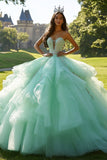 Sprankelende Mint Sweetheart Quinceanera-jurk met ruches