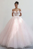 Prinses roze baljurk off de schouder tule quinceanera jurk met appliques