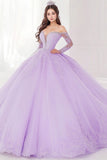 Prinses Lila Baljurk Off The Shoulder Lange Mouwen Tule Quinceanera Jurk met Appliques