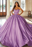 Paarse strapless sweetheart baljurk quinceanera jurk