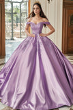 Galajurk Strapless Sweetheart Paarse satijnen Quinceanera jurk