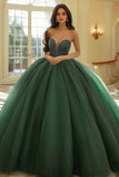 Donkergroene baljurk strapless sweetheart quinceanera jurk