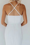 Katoen Wit A Line Spaghetti Bandjes Bodycon Afstuderen Jurk