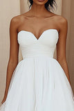 A-lijn Sweetheart Tule Enkellengte Little White Dress