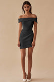 Satijn Wit Off The Shoulder Schede Korte Afstudeerjurk