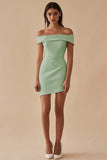 Satijn Wit Off The Shoulder Schede Korte Afstudeerjurk