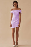 Satijn Wit Off The Shoulder Schede Korte Afstudeerjurk