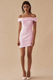 Satijn Wit Off The Shoulder Schede Korte Afstudeerjurk