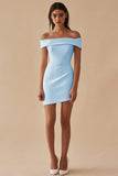 Satijn Wit Off The Shoulder Schede Korte Afstudeerjurk