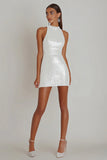 Witte Bodycon Halter Mouwloze Mini Afstudeerjurk