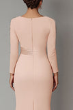 Blush Lace Sheath Moeder Van De Bruid Jurk Met Lange Mouwen