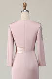 Blush Sheath Kant Moeder Van De Bruid Jurk Met Lange Mouwen