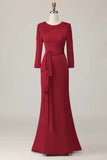 Blush Sheath Kant Moeder Van De Bruid Jurk Met Lange Mouwen