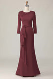 Blush Sheath Kant Moeder Van De Bruid Jurk Met Lange Mouwen