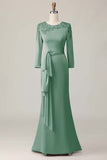 Blush Sheath Kant Moeder Van De Bruid Jurk Met Lange Mouwen