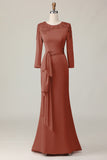 Blush Sheath Kant Moeder Van De Bruid Jurk Met Lange Mouwen