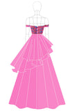 Fuchsia A Line Off the Shoulder Tule formele jurk