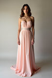 Blush A Line Strapless Geplooide Bruiloft Gast Jurk