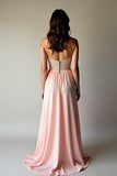 Blush A Line Strapless Geplooide Bruiloft Gast Jurk