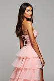 Blush Gelaagde Tule Strapless A Line Galajurk