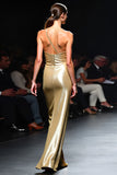 Glitter One Shoulder Sheath Gouden Galajurk met Split