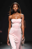 Blush Strapless Zeemeermin Lange Bruiloft Gast Jurk