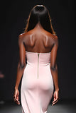 Blush Strapless Zeemeermin Lange Bruiloft Gast Jurk