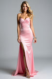 Roze schede Sweetheart Prom jurk met split