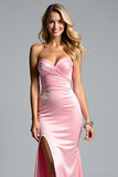 Roze schede Sweetheart Prom jurk met split