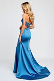 Blauwe zeemeermin Sweetheart uitgesneden pailletten Prom jurk