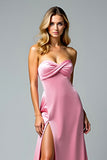 Roze schede Sweetheart Prom jurk met split